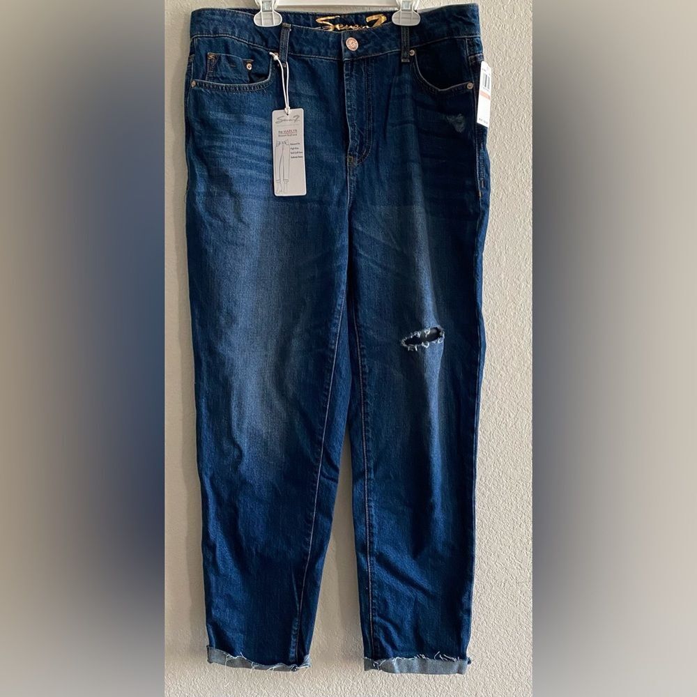Seven7 Marilyn Boyfriend jeans relaxed high rise distressed size 12 Casual